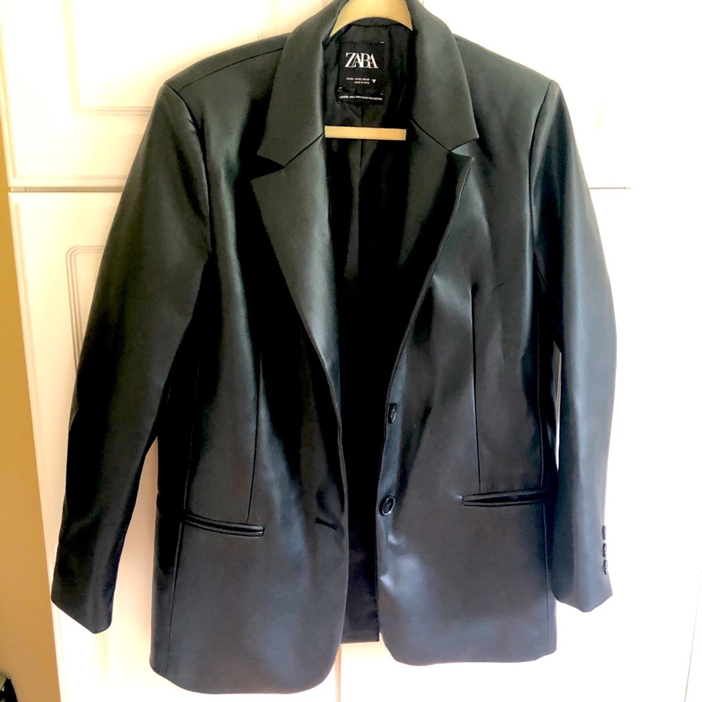 Oversized Zara Leather Blazer Jacket - Medium